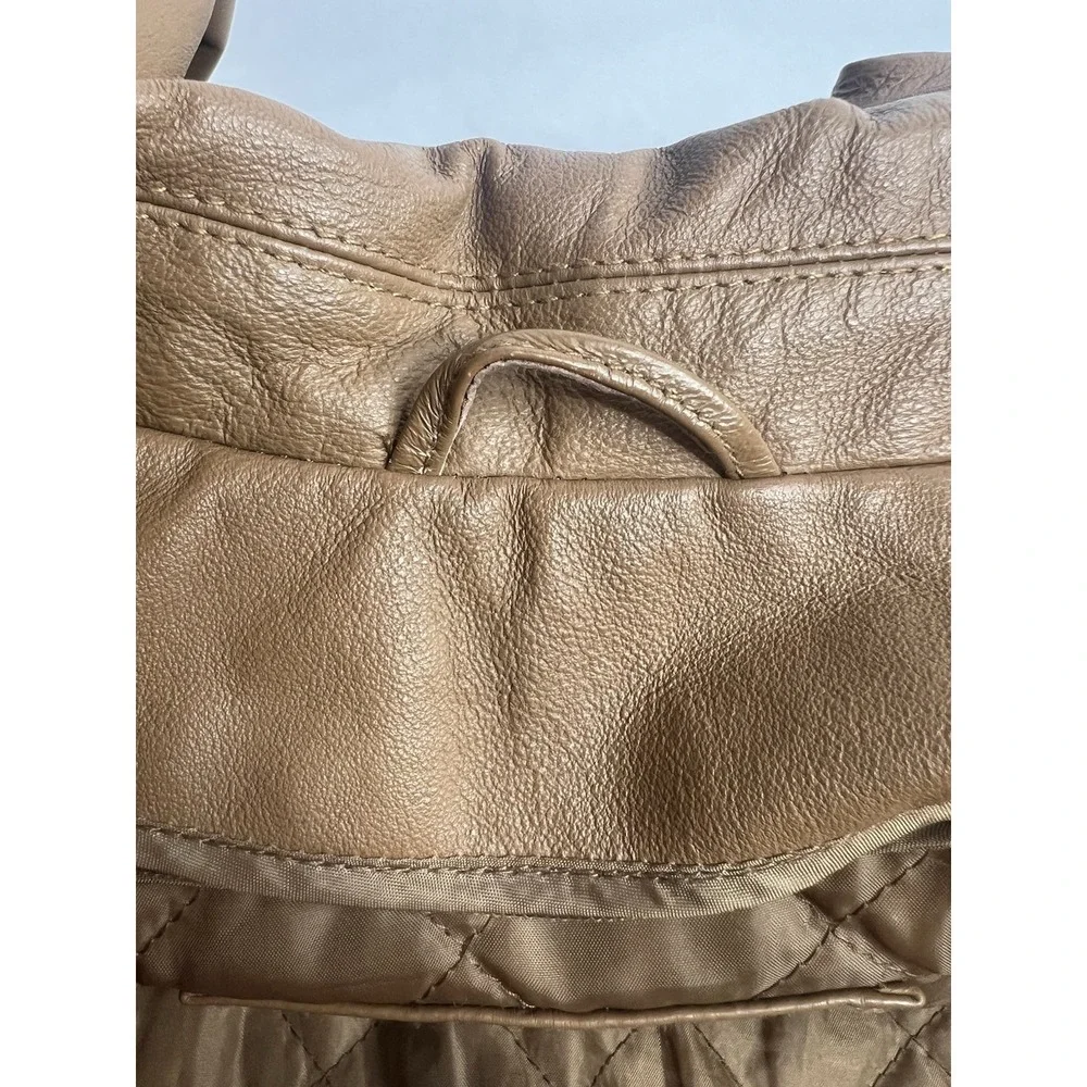 Centigrade Leather‎ Jacket Soft Tan Camel Medium 4 Button Zipper Lined Womens